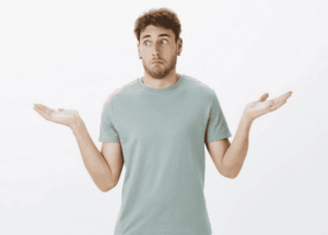 Homme qui écarte les mains comme pour poser une question