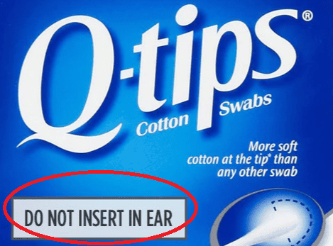 symbole sur un Q-tips de ce qu'il ne fait pas faire