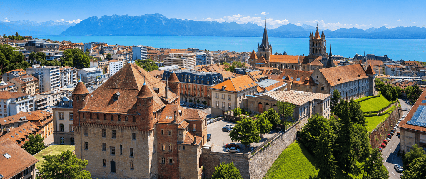 Vue de Lausanne et du lac Léman à proximité du centre auditif Acoustico