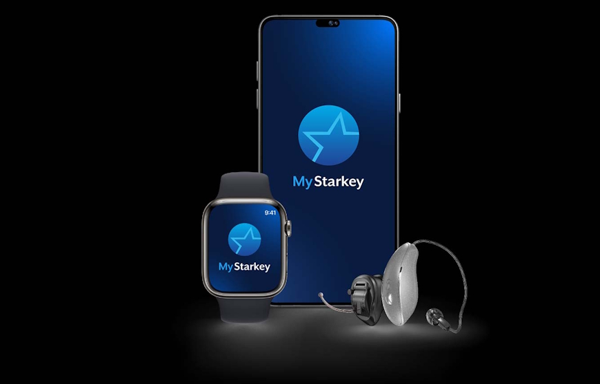 Appareils auditifs Starkey connectés à un smartphone et une montre connectée