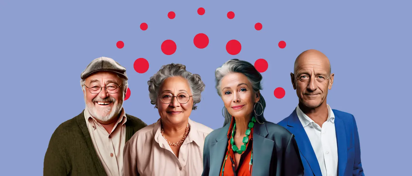 4 personnes représentant les 4 niveaux de performance de Bernafon